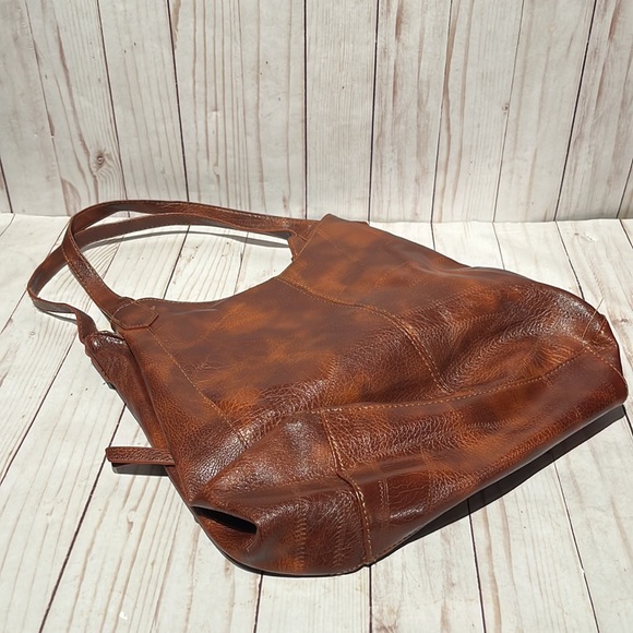 Jing Pin Pi Ju Brown Patchwork Leather Shoulder Bag - Picture 2 of 6